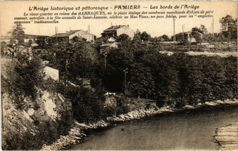 Carte postale ancienne Pamiers- Les Bords de l'Ariege France à Pamiers