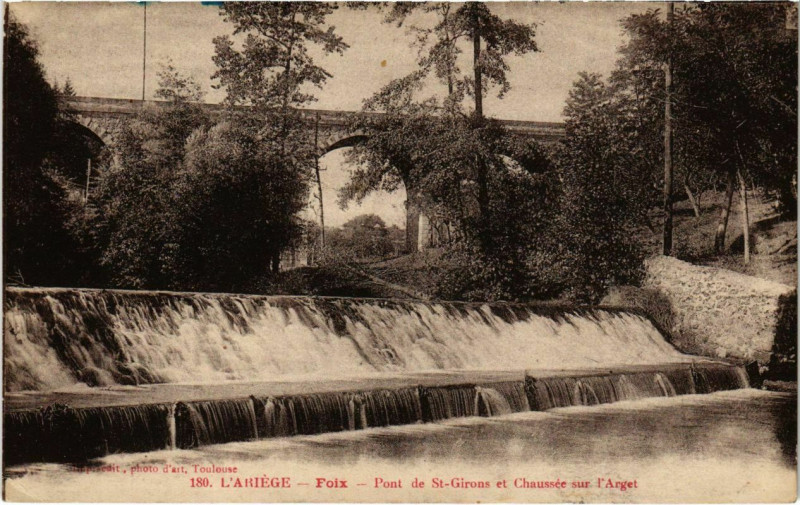 Carte postale ancienne Foix- Pont deSaint-Girons et Chaussee sur l'Arget France à Foix