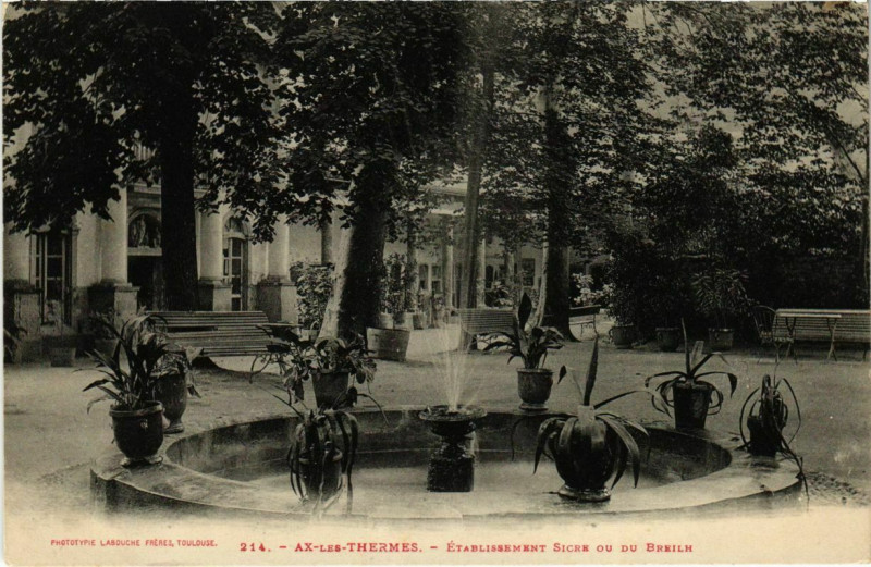 Carte postale ancienne Ax les Thermes- Etablissement Sicre ou du Breilh France à Ax-les-Thermes