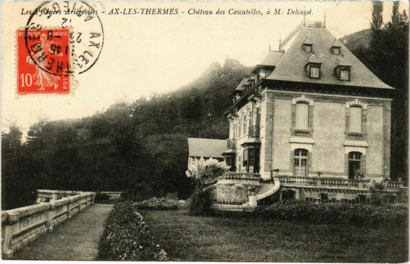 Carte postale ancienne Ax les Thermes- Chateau des Cascatelles a M. Delcasse France à Ax-les-Thermes
