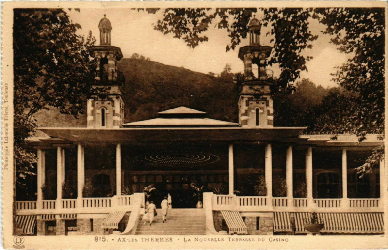 Carte postale ancienne Ax les Thermes- Nouvelle Terrasse du Casino France à Ax-les-Thermes