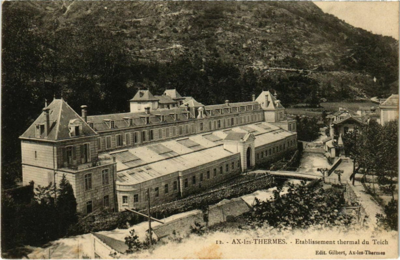 Carte postale ancienne Ax les Thermes- Etablissement Thermal du Teich France à Ax-les-Thermes