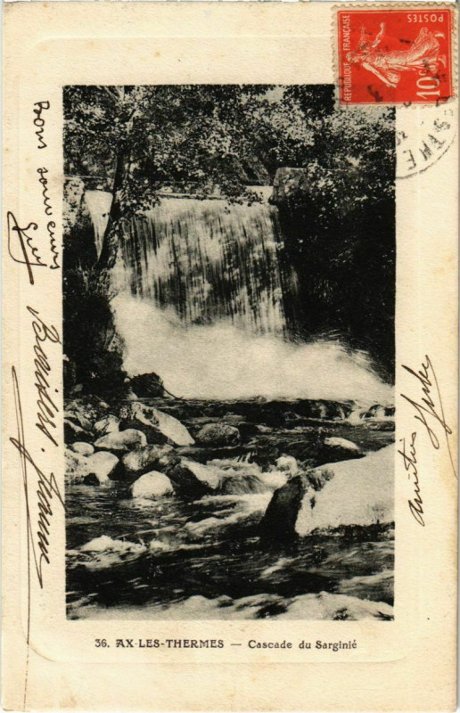 Carte postale ancienne Ax les Thermes- Cascade du Sarginie France à Ax-les-Thermes