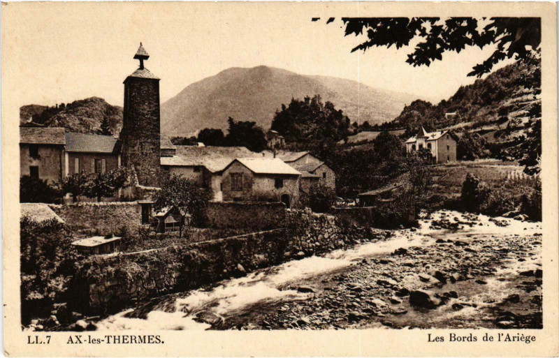 Carte postale ancienne Ax-les-Thermes Les Bords de l'Ariege à Ax-les-Thermes