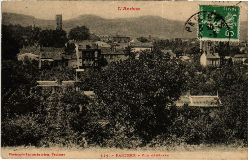 Carte postale ancienne Pamiers Vue generale Ariege à Pamiers