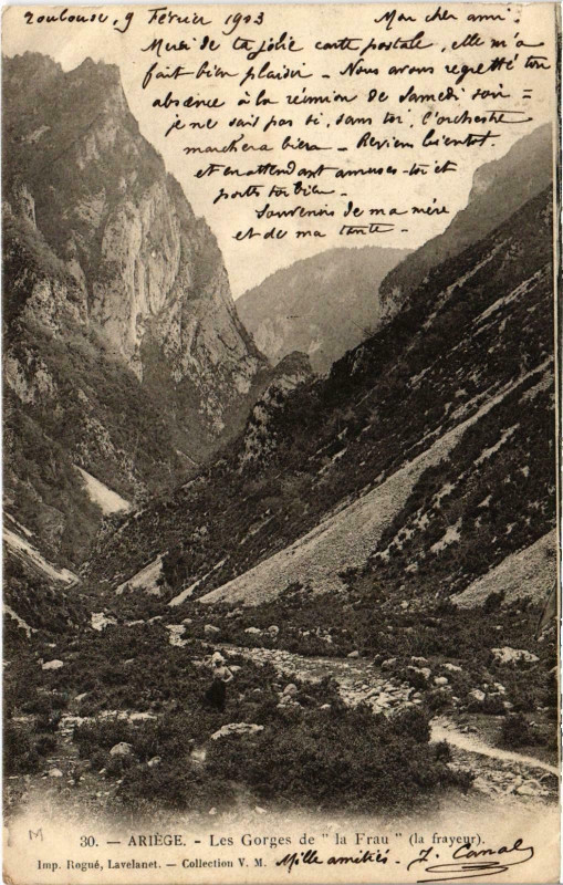 Carte postale ancienne Les Gorges de la Frau Ariege