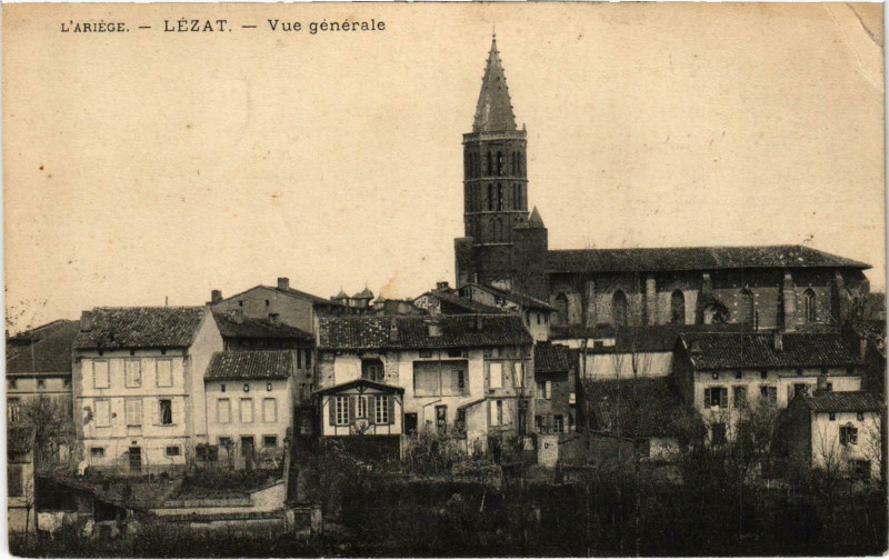 Carte postale ancienne Lezat Vue générale Ariege