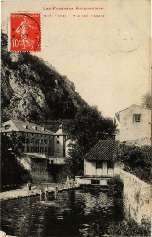 Carte postale ancienne Foix Vue sur L'Arget Ariege à Foix