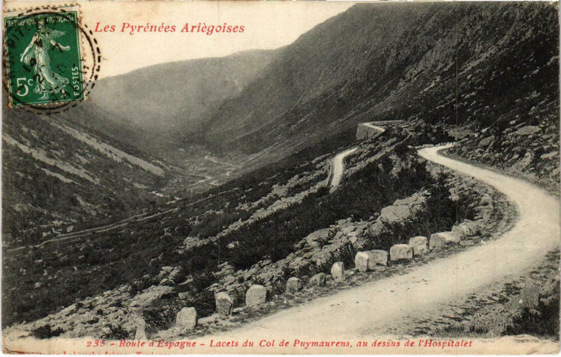 Carte postale ancienne Route de Espagne Ariege
