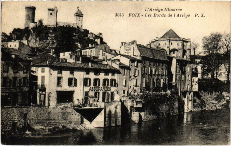 Carte postale ancienne Foix Les Bords Ariege à Foix