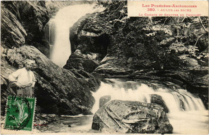Carte postale ancienne Aulus-les-Bains Les Cascade et Gouffre Ariege à Aulus-les-Bains