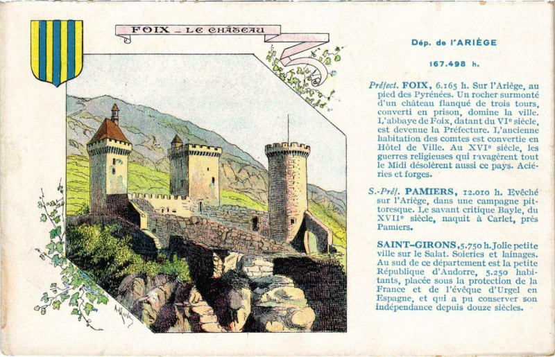 Carte postale ancienne Foix Le Chateau Ariege à Foix