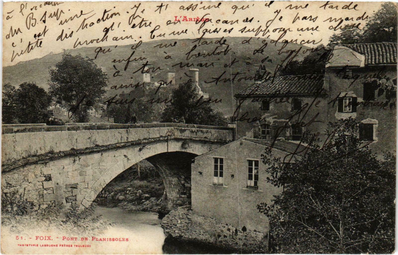 Carte postale ancienne Foix Pont de Planissoles Ariege à Foix