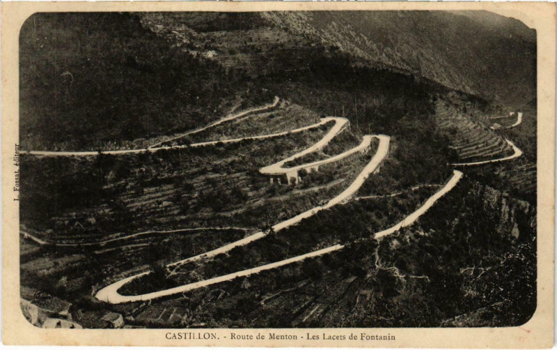 Carte postale ancienne Castillon Route de Menton Ariege