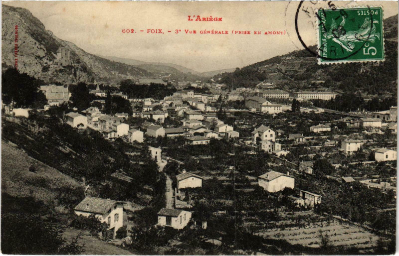 Carte postale ancienne Foix Vue générale Ariege à Foix