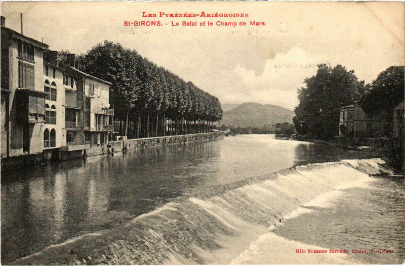 Carte postale ancienne Saint-Girons Le Salat et le Champ de Mars Ariege à Saint-Girons