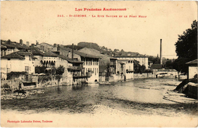 Carte postale ancienne Saint-Girons Le Rive Gauche Ariege à Saint-Girons