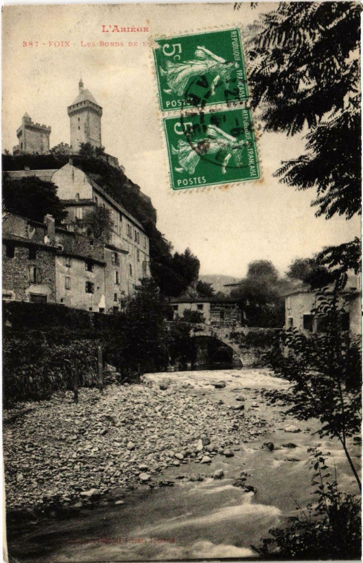 Carte postale ancienne Foix Les Bords Ariege à Foix