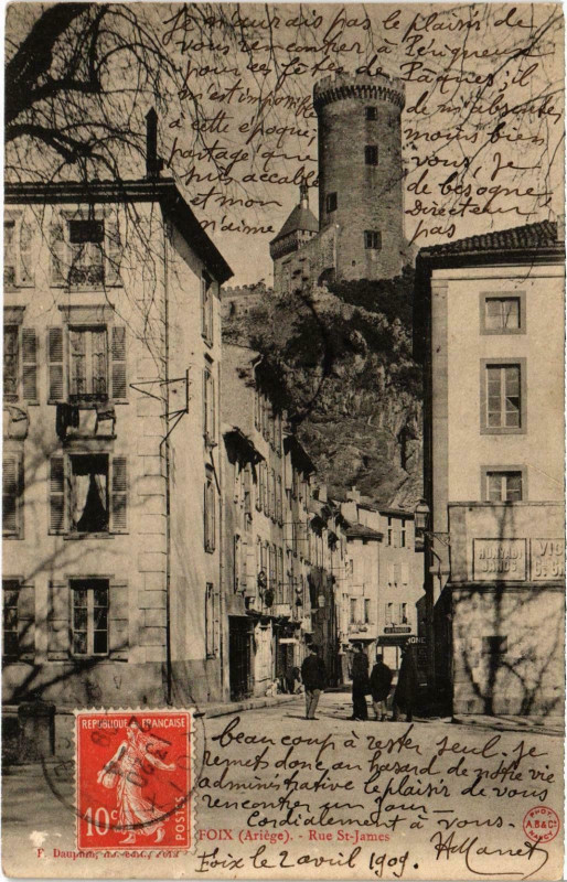 Carte postale ancienne Foix rue Saint-James Ariege à Foix
