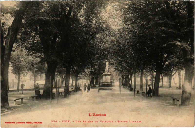 Carte postale ancienne Foix Les Allées Ariege à Foix