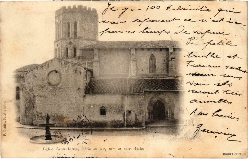 Carte postale ancienne Eglise Saint-Lizier Ariege à Saint-Lizier