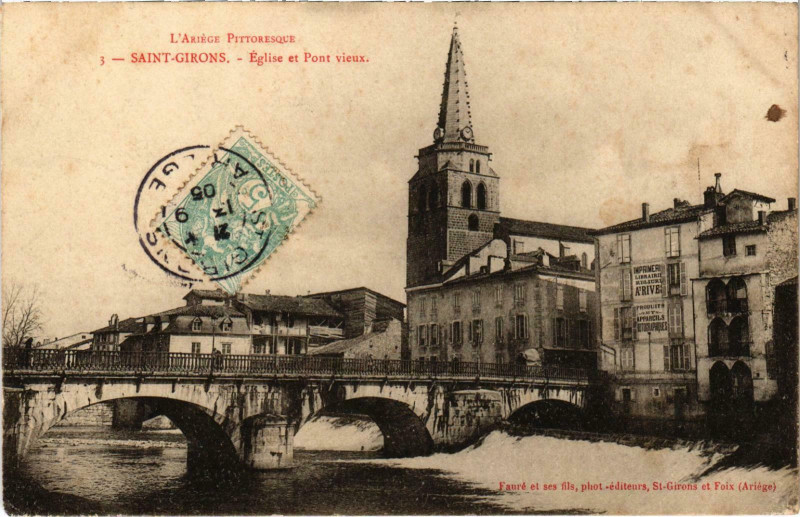 Carte postale ancienne Saint-Girons Eglise Ariege à Saint-Girons