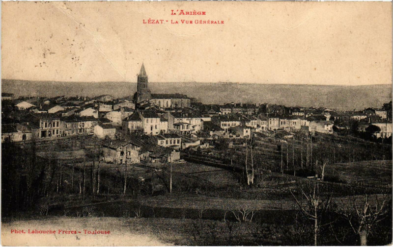 Carte postale ancienne Lezat La Vue générale Ariege