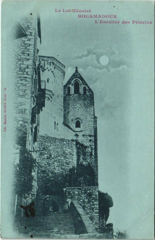 Carte postale ancienne Le Lot Illustre - Rocamadour - L'Escalier des Pelerins à Rocamadour