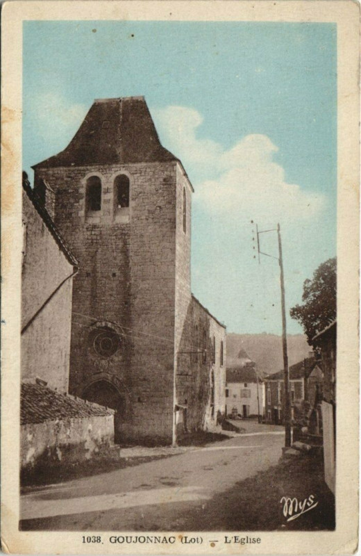 Carte postale ancienne Goujonnac - L'Eglise