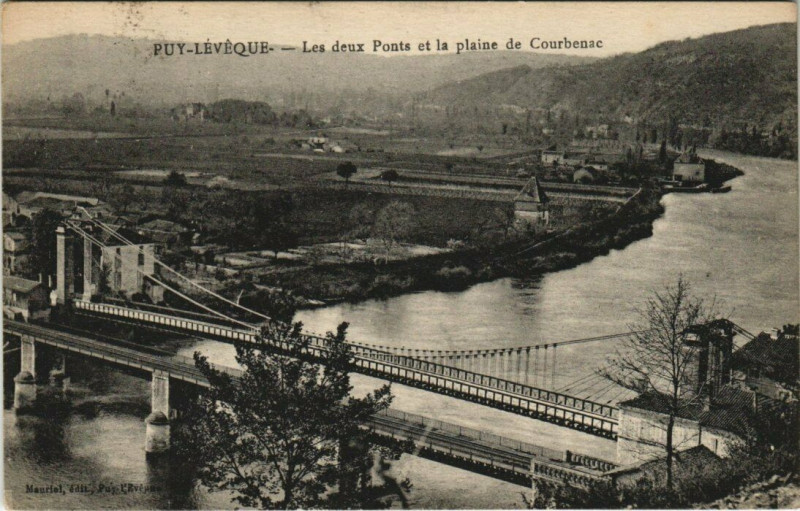 Carte postale ancienne Puy-Leveque Les deux Ponts et la plaine de Courbense