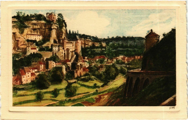 Carte postale ancienne Lot Rocamadour Vue générale Chateau à Rocamadour