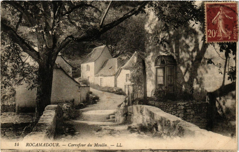 Carte postale ancienne Rocamadour - Carrefour du Moulin à Rocamadour