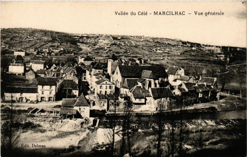 Carte postale ancienne Vallée du Cele - Marcilhac - Vue générale