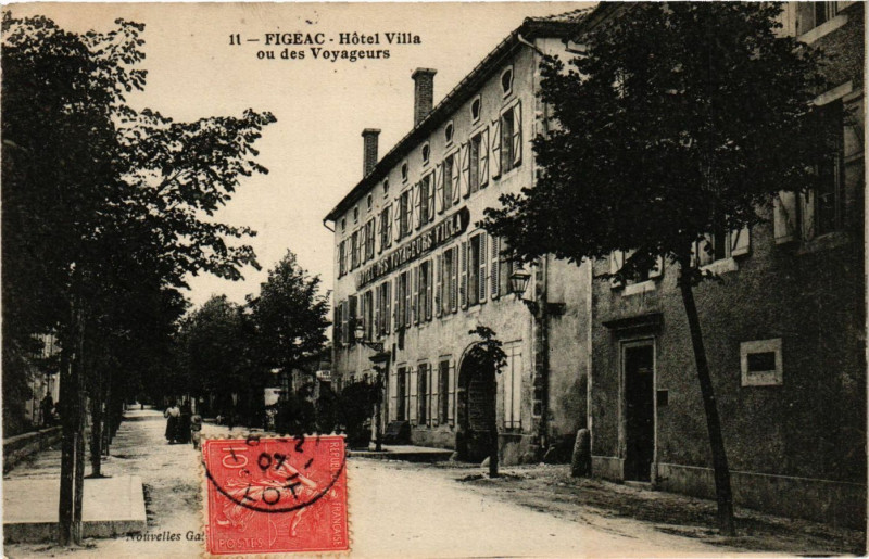 Carte postale ancienne Figeac - Hotel Villa ou des Voyageurs à Figeac