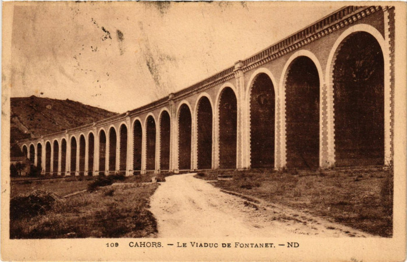 Carte postale ancienne Cahors - Le Viaduc de Fontanet à Cahors