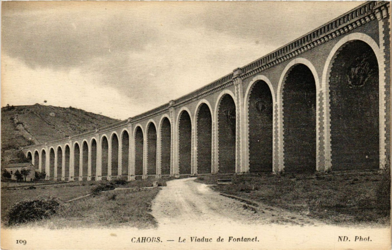 Carte postale ancienne Cahors - Le Viaduc de Fontanet à Cahors