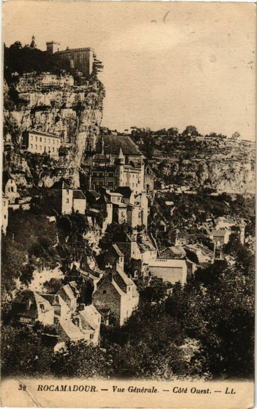 Carte postale ancienne Rocamadour - Vue générale - Cote Ouest à Rocamadour
