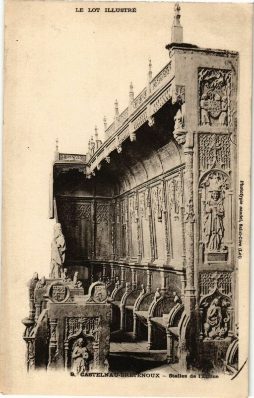 Carte postale ancienne Le Lot Illustre - Castelnau-Bretenoux - Stalle de l'Eglise à Bretenoux