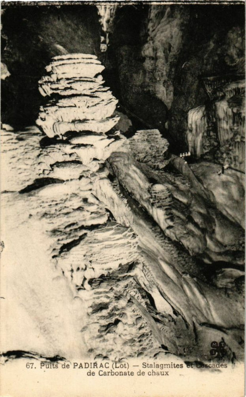 Carte postale ancienne Puits de Padirac - Stalagmites et Cascades de Carbonate de... à Padirac