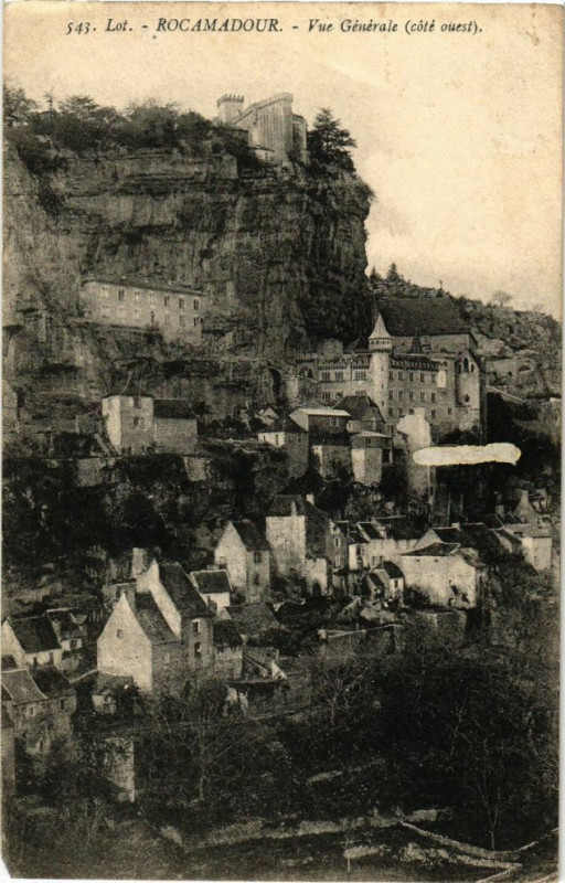 Carte postale ancienne Lot - Rocamadour - Vue générale (cote ouest) à Rocamadour