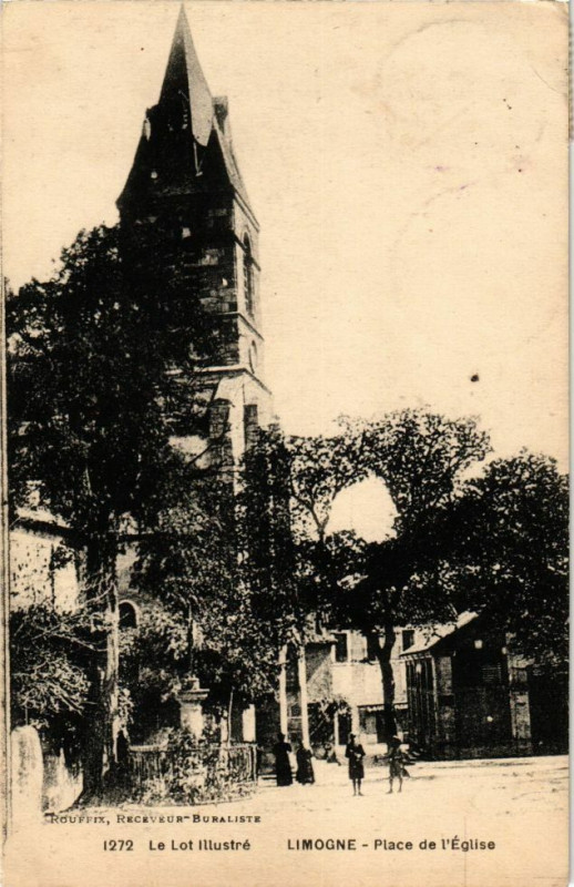 Carte postale ancienne Le Lot illustre - Limogne - Place de l'Eglise