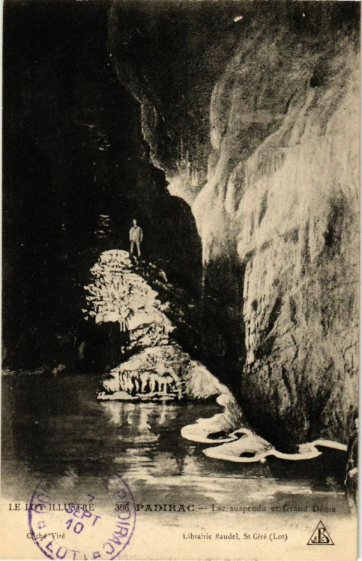 Carte postale ancienne Le Lot Illustre - Padirac - Lac suspendu et Grand-Dome à Padirac