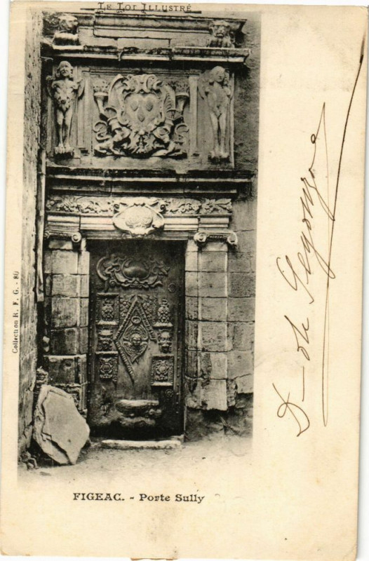 Carte postale ancienne Figeac - Porte Sully à Figeac