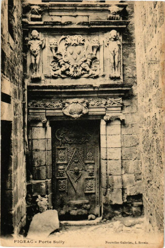 Carte postale ancienne Figeac - Porte Sully à Figeac