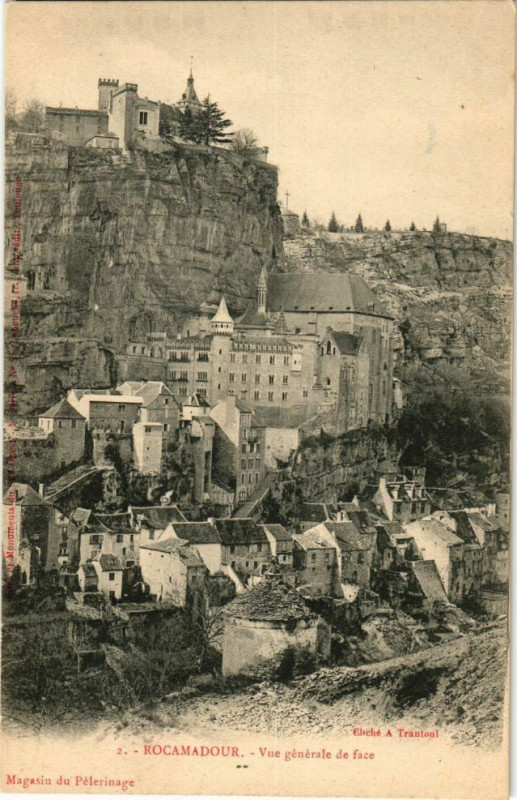 Carte postale ancienne Rocamadour - Vue générale de face à Rocamadour