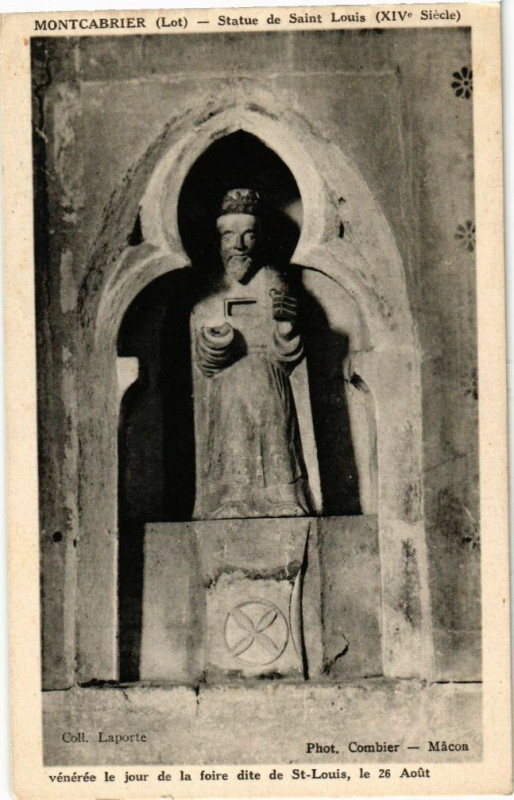 Carte postale ancienne Montcalbier - Statue de Saint-Louis (Xiv Siecle)