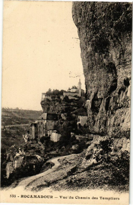Carte postale ancienne Rocamadour - Vue du Chemin des Tempiters à Rocamadour