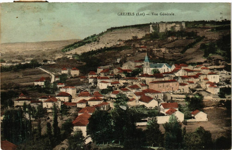 Carte postale ancienne Grezels - Vue générale à Grézels
