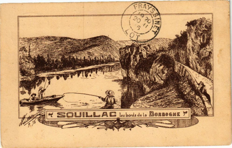 Carte postale ancienne Souillac les bords de la Dordogne à Souillac