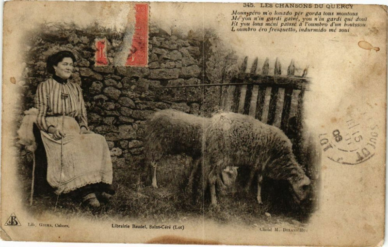 Carte postale ancienne Librairie Baudel Saint-Cere - à Saint-Céré